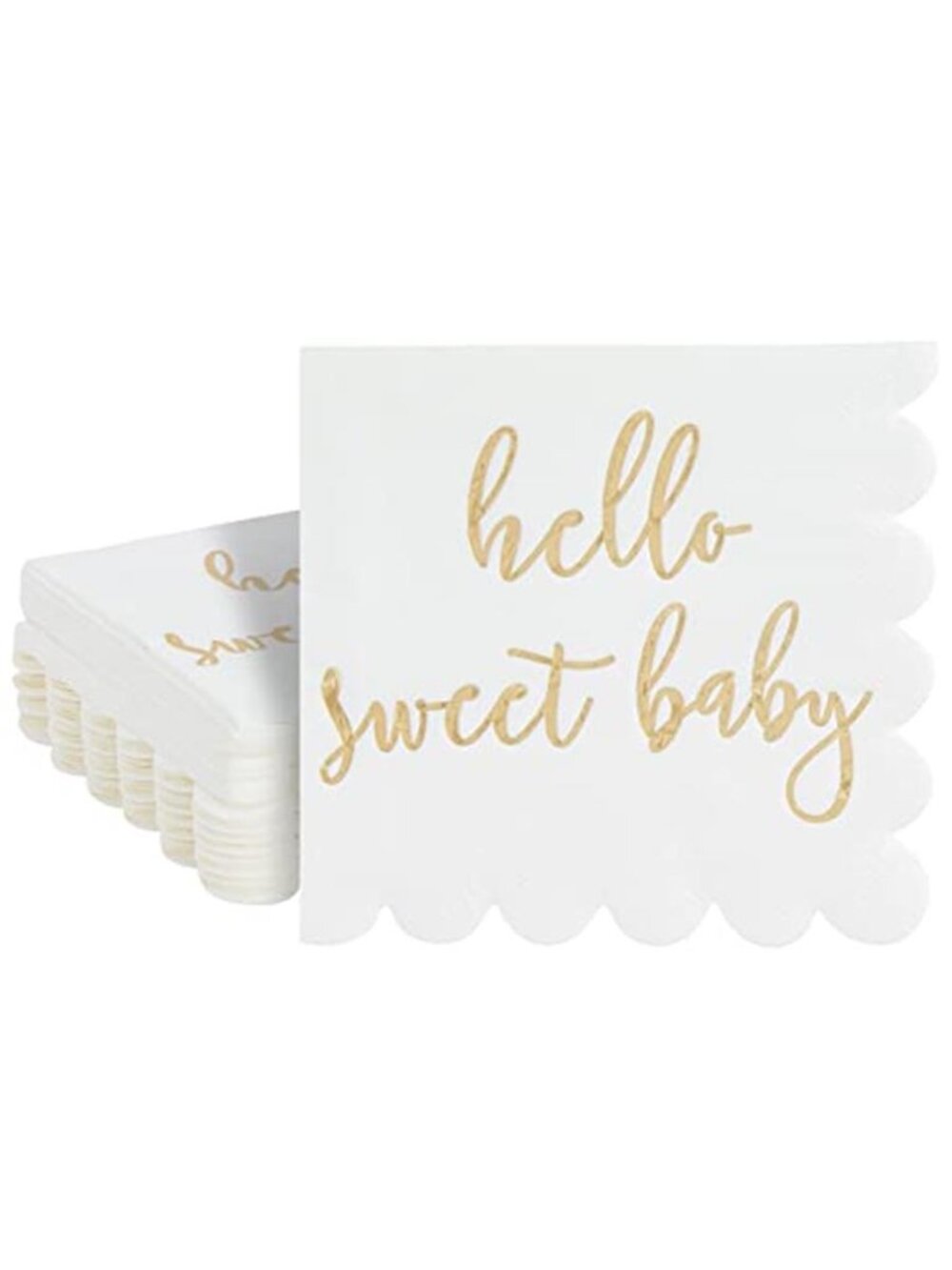 Baby Shower Napkins 50 Pk White Gold Foil Hello Sweet Baby Party Decor 5x5 Paper